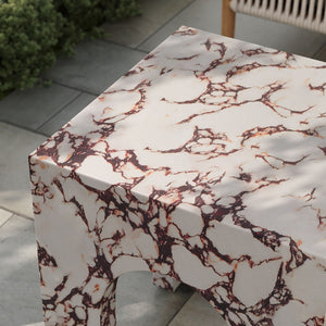 Modway Furniture Valen Square Indoor-Outdoor Concrete Side Table - Stylish Arched Design for Home and Patio Use Red Marble EEI-7098-RED