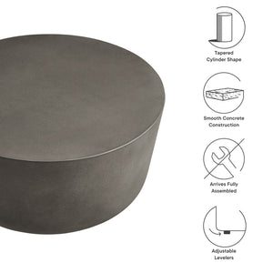 Modway Furniture Brion Round Concrete Coffee Table for Indoor and Outdoor Spaces – Modern Industrial Style Centerpiece Gray EEI-7099-GRY