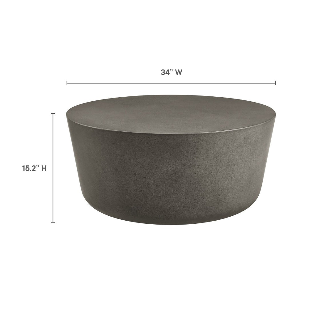 Modway Furniture Brion Round Concrete Coffee Table for Indoor and Outdoor Spaces – Modern Industrial Style Centerpiece Gray EEI-7099-GRY