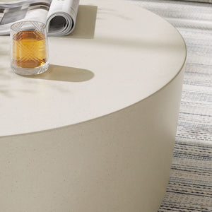 Modway Furniture Brion Round Concrete Coffee Table for Indoor and Outdoor Spaces – Modern Industrial Style Centerpiece White EEI-7099-WHI