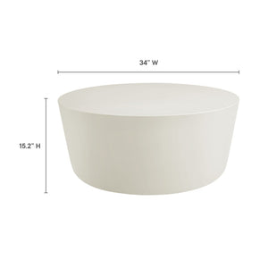 Modway Furniture Brion Round Concrete Coffee Table for Indoor and Outdoor Spaces – Modern Industrial Style Centerpiece White EEI-7099-WHI