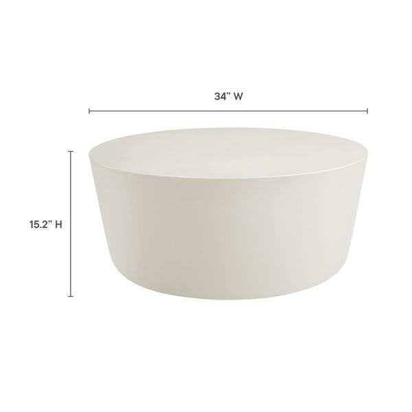 Modway Furniture Brion Round Concrete Coffee Table for Indoor and Outdoor Spaces – Modern Industrial Style Centerpiece White EEI-7099-WHI