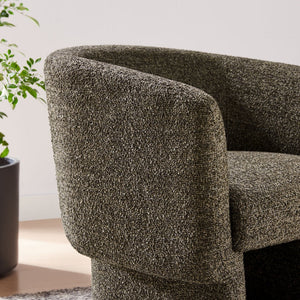 Modway Furniture Muse Boucle Fabric Barrel Accent Chair – Sculptural Comfort with Modern Style for Any Space Antique EEI-7100-ATQ