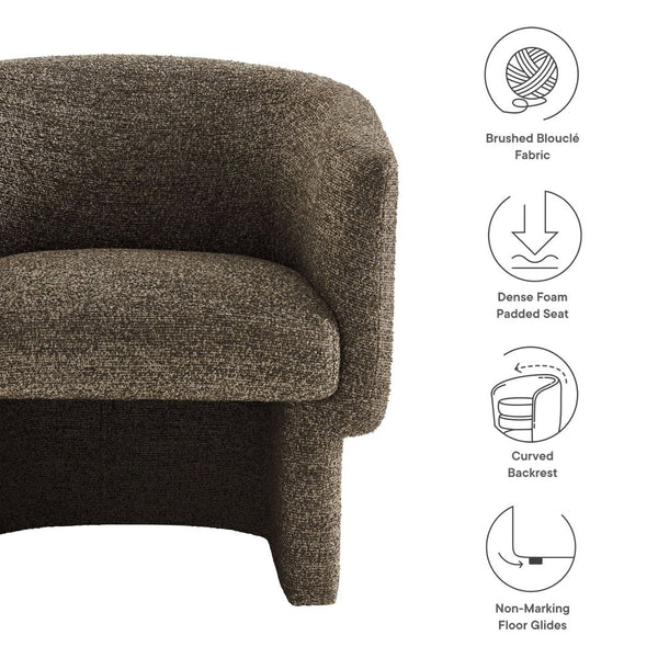 Modway Furniture Muse Boucle Fabric Barrel Accent Chair – Sculptural Comfort with Modern Style for Any Space Antique EEI-7100-ATQ