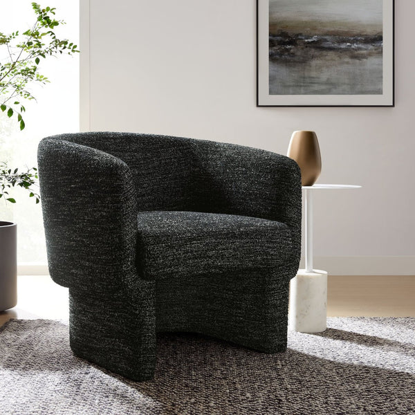 Modway Furniture Muse Boucle Fabric Barrel Accent Chair – Sculptural Comfort with Modern Style for Any Space Charcoal EEI-7100-CHA