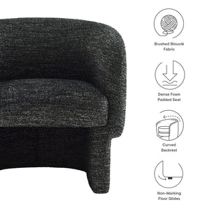 Modway Furniture Muse Boucle Fabric Barrel Accent Chair – Sculptural Comfort with Modern Style for Any Space Charcoal EEI-7100-CHA
