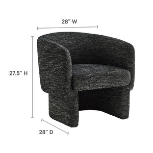 Modway Furniture Muse Boucle Fabric Barrel Accent Chair – Sculptural Comfort with Modern Style for Any Space Charcoal EEI-7100-CHA