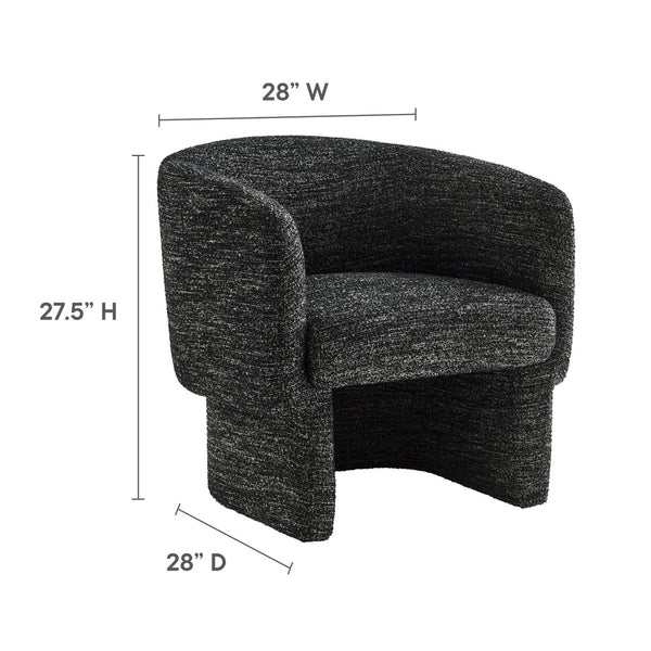 Modway Furniture Muse Boucle Fabric Barrel Accent Chair – Sculptural Comfort with Modern Style for Any Space Charcoal EEI-7100-CHA