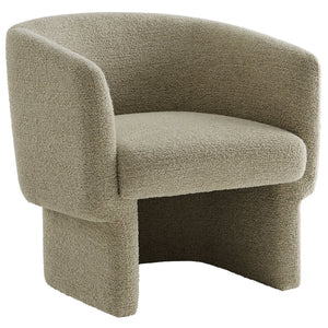 Modway Furniture Muse Boucle Fabric Barrel Accent Chair – Sculptural Comfort with Modern Style for Any Space Cork EEI-7100-CRK