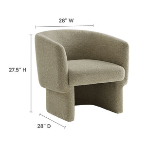 Modway Furniture Muse Boucle Fabric Barrel Accent Chair – Sculptural Comfort with Modern Style for Any Space Cork EEI-7100-CRK
