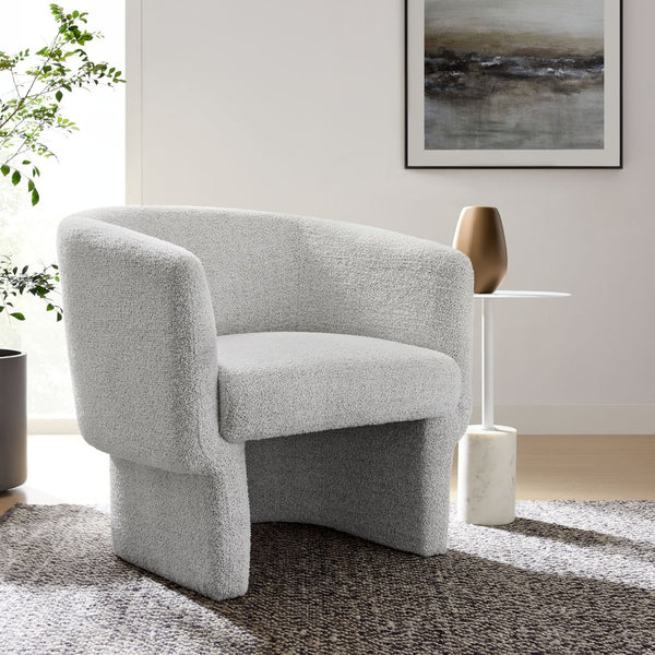 Modway Furniture Muse Boucle Fabric Barrel Accent Chair – Sculptural Comfort with Modern Style for Any Space Newsprint EEI-7100-NPT