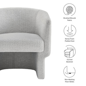 Modway Furniture Muse Boucle Fabric Barrel Accent Chair – Sculptural Comfort with Modern Style for Any Space Newsprint EEI-7100-NPT