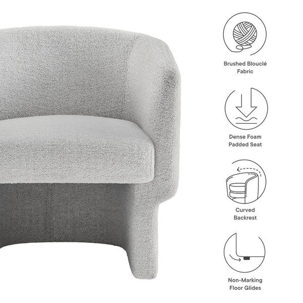 Modway Furniture Muse Boucle Fabric Barrel Accent Chair – Sculptural Comfort with Modern Style for Any Space Newsprint EEI-7100-NPT