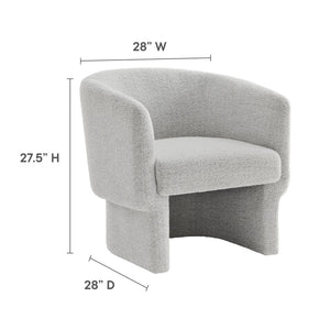 Modway Furniture Muse Boucle Fabric Barrel Accent Chair – Sculptural Comfort with Modern Style for Any Space Newsprint EEI-7100-NPT