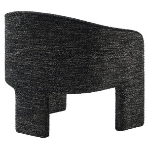 Modway Furniture Greer Boucle Fabric Upholstered Accent Armchair - Contemporary Barrel Design for Cozy Spaces Charcoal EEI-7101-CHA