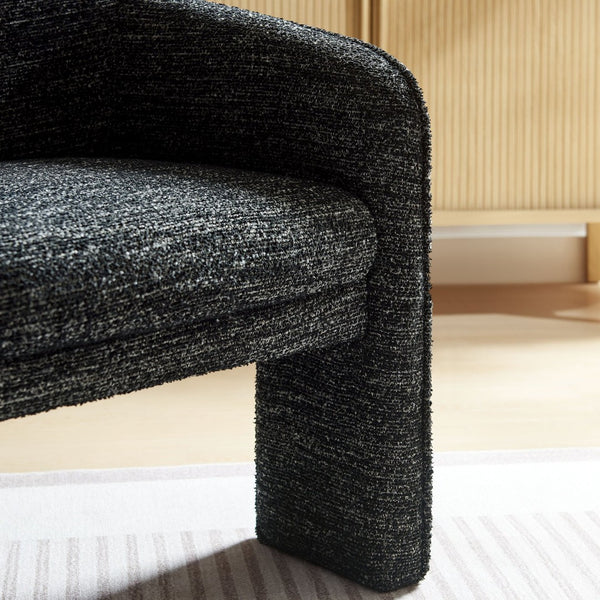 Modway Furniture Greer Boucle Fabric Upholstered Accent Armchair - Contemporary Barrel Design for Cozy Spaces Charcoal EEI-7101-CHA