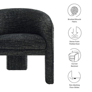 Modway Furniture Greer Boucle Fabric Upholstered Accent Armchair - Contemporary Barrel Design for Cozy Spaces Charcoal EEI-7101-CHA