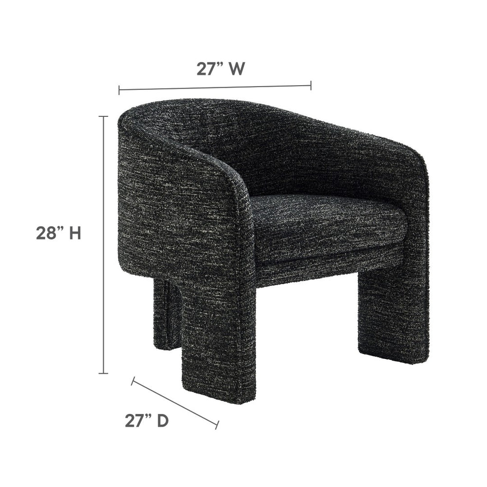 Modway Furniture Greer Boucle Fabric Upholstered Accent Armchair - Contemporary Barrel Design for Cozy Spaces Charcoal EEI-7101-CHA
