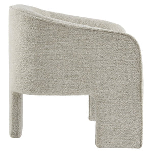 Modway Furniture Greer Boucle Fabric Upholstered Accent Armchair - Contemporary Barrel Design for Cozy Spaces Parchment EEI-7101-PCH