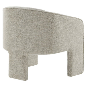 Modway Furniture Greer Boucle Fabric Upholstered Accent Armchair - Contemporary Barrel Design for Cozy Spaces Parchment EEI-7101-PCH
