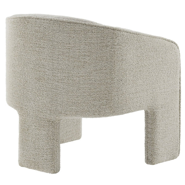 Modway Furniture Greer Boucle Fabric Upholstered Accent Armchair - Contemporary Barrel Design for Cozy Spaces Parchment EEI-7101-PCH