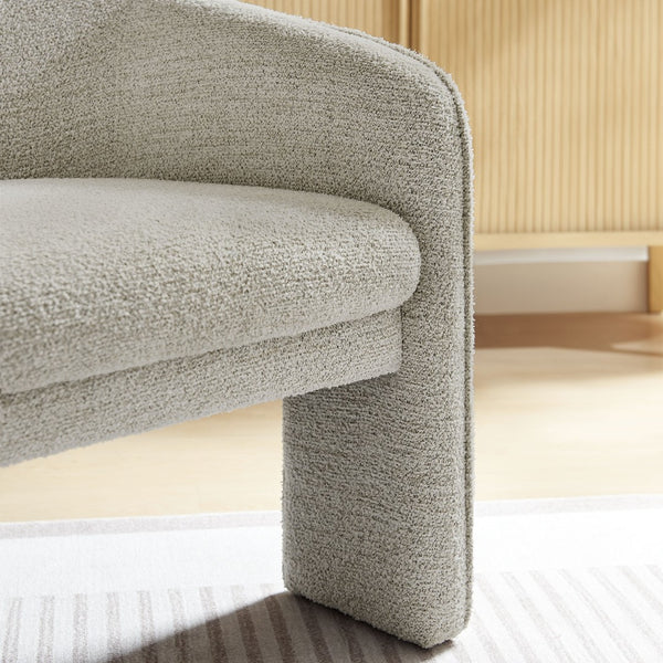 Modway Furniture Greer Boucle Fabric Upholstered Accent Armchair - Contemporary Barrel Design for Cozy Spaces Parchment EEI-7101-PCH