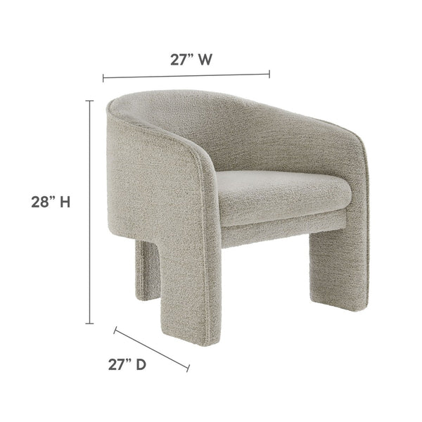 Modway Furniture Greer Boucle Fabric Upholstered Accent Armchair - Contemporary Barrel Design for Cozy Spaces Parchment EEI-7101-PCH