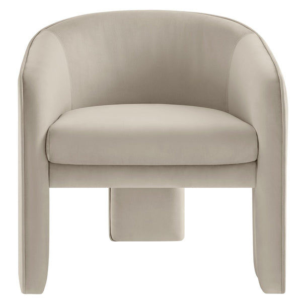 Modway Furniture Greer Performance Velvet Accent Armchair – Modern Barrel Design with Stain-Resistant Comfort Almond EEI-7102-ALM