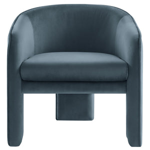 Modway Furniture Greer Performance Velvet Accent Armchair – Modern Barrel Design with Stain-Resistant Comfort Cadet Blue EEI-7102-CAB