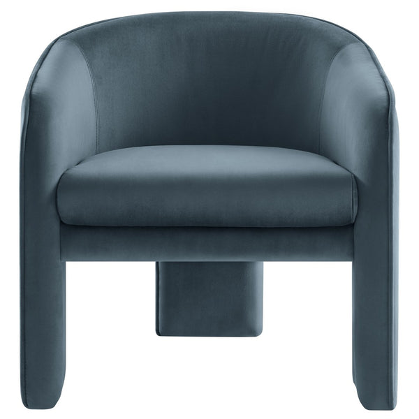 Modway Furniture Greer Performance Velvet Accent Armchair – Modern Barrel Design with Stain-Resistant Comfort Cadet Blue EEI-7102-CAB
