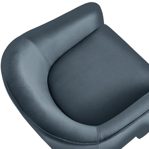 Modway Furniture Greer Performance Velvet Accent Armchair – Modern Barrel Design with Stain-Resistant Comfort Cadet Blue EEI-7102-CAB