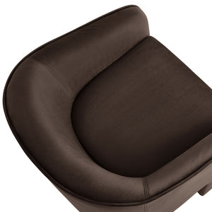 Modway Furniture Greer Performance Velvet Accent Armchair – Modern Barrel Design with Stain-Resistant Comfort Chocolate Brown EEI-7102-CHB