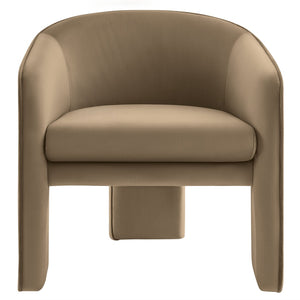 Modway Furniture Greer Performance Velvet Accent Armchair – Modern Barrel Design with Stain-Resistant Comfort Taupe EEI-7102-TAU