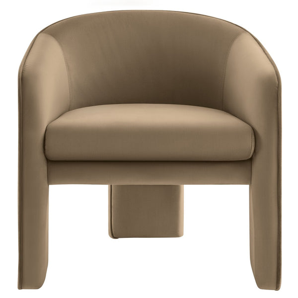 Modway Furniture Greer Performance Velvet Accent Armchair – Modern Barrel Design with Stain-Resistant Comfort Taupe EEI-7102-TAU