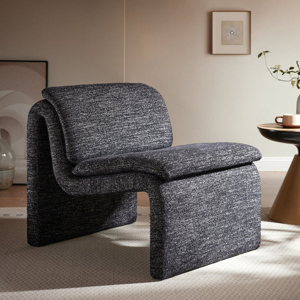 Modway Furniture Lume Boucle Upholstered Armless Accent Chair – Modern Sculptural Design for Stylish Comfort and Versatility Charcoal EEI-7103-CHA