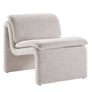 Modway Furniture Lume Boucle Upholstered Armless Accent Chair – Modern Sculptural Design for Stylish Comfort and Versatility Parchment EEI-7103-PCH