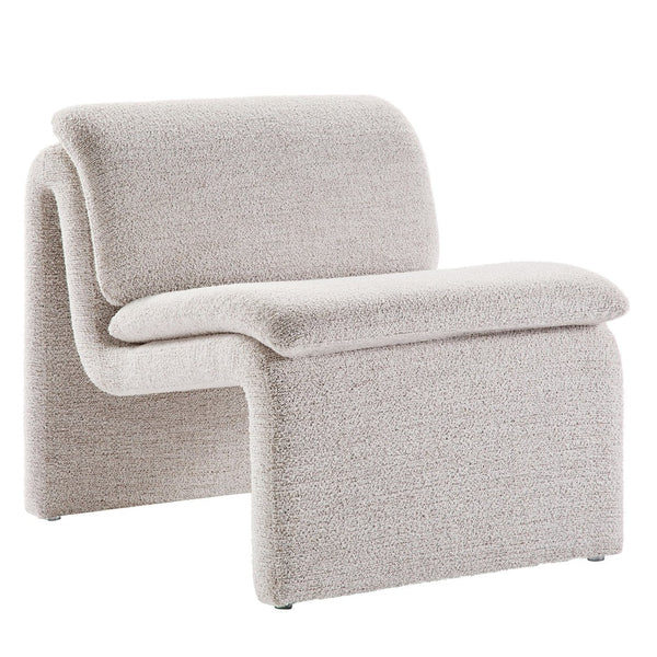Modway Furniture Lume Boucle Upholstered Armless Accent Chair – Modern Sculptural Design for Stylish Comfort and Versatility Parchment EEI-7103-PCH