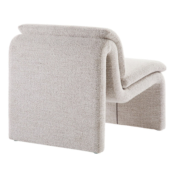 Modway Furniture Lume Boucle Upholstered Armless Accent Chair – Modern Sculptural Design for Stylish Comfort and Versatility Parchment EEI-7103-PCH