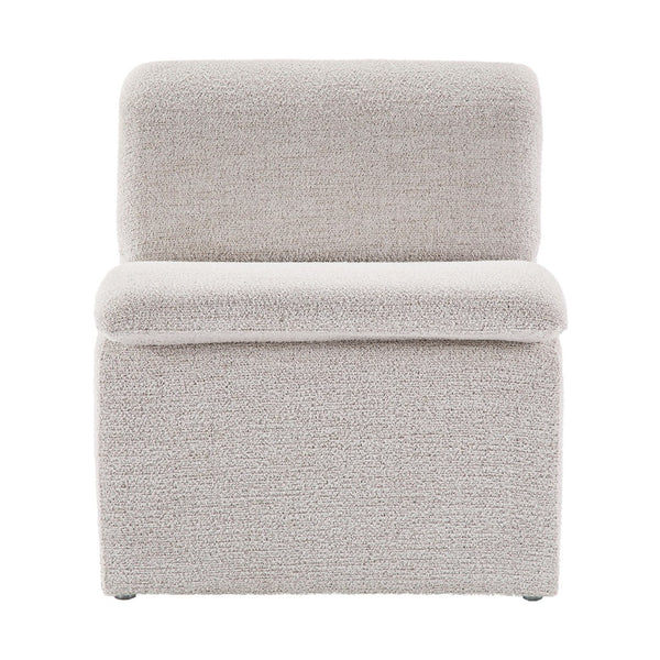 Modway Furniture Lume Boucle Upholstered Armless Accent Chair – Modern Sculptural Design for Stylish Comfort and Versatility Parchment EEI-7103-PCH