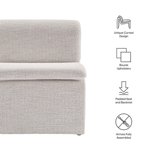 Modway Furniture Lume Boucle Upholstered Armless Accent Chair – Modern Sculptural Design for Stylish Comfort and Versatility Parchment EEI-7103-PCH