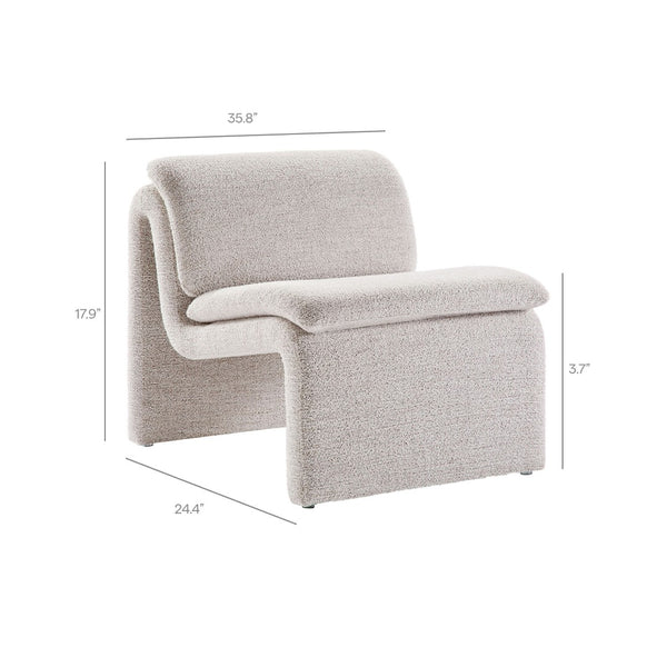 Modway Furniture Lume Boucle Upholstered Armless Accent Chair – Modern Sculptural Design for Stylish Comfort and Versatility Parchment EEI-7103-PCH