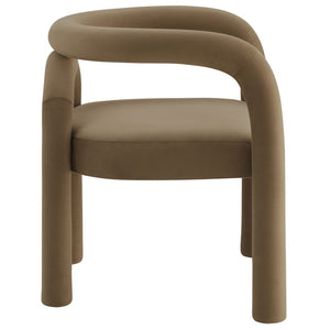 Modway Furniture Astrid Performance Velvet Dining Chair – Stylish Open-Back Design for Modern Dining & Living Spaces Camel EEI-7104-CAM