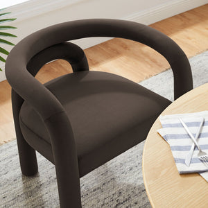 Modway Furniture Astrid Performance Velvet Dining Chair – Stylish Open-Back Design for Modern Dining & Living Spaces Cocoa EEI-7104-COA