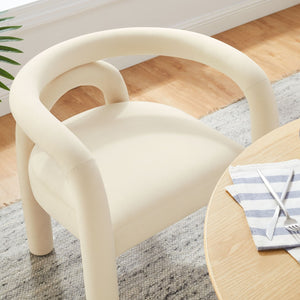 Modway Furniture Astrid Performance Velvet Dining Chair – Stylish Open-Back Design for Modern Dining & Living Spaces Porcelain EEI-7104-POR