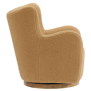 Modway Furniture Montrose Sherpa Swivel Accent Chair - Luxurious Comfort with Modern Style for Any Room’s Decor Camel Walnut EEI-7105-CAM-WAL