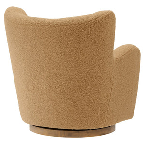 Modway Furniture Montrose Sherpa Swivel Accent Chair - Luxurious Comfort with Modern Style for Any Room’s Decor Camel Walnut EEI-7105-CAM-WAL