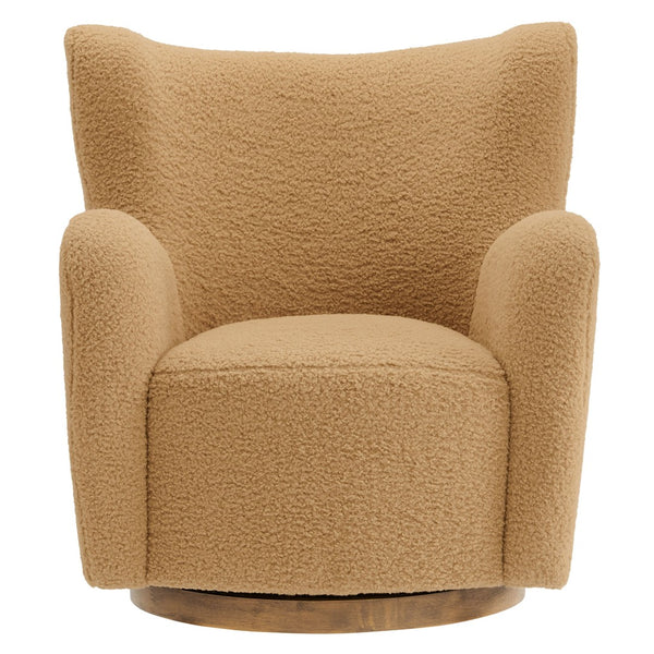 Modway Furniture Montrose Sherpa Swivel Accent Chair - Luxurious Comfort with Modern Style for Any Room’s Decor Camel Walnut EEI-7105-CAM-WAL