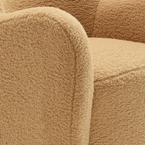 Modway Furniture Montrose Sherpa Swivel Accent Chair - Luxurious Comfort with Modern Style for Any Room’s Decor Camel Walnut EEI-7105-CAM-WAL