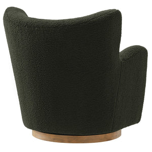 Modway Furniture Montrose Sherpa Swivel Accent Chair - Luxurious Comfort with Modern Style for Any Room’s Decor Fern Walnut EEI-7105-FRN-WAL
