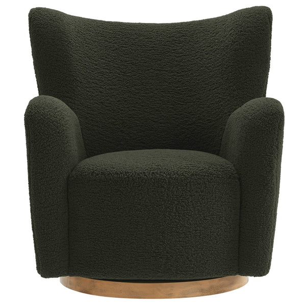 Modway Furniture Montrose Sherpa Swivel Accent Chair - Luxurious Comfort with Modern Style for Any Room’s Decor Fern Walnut EEI-7105-FRN-WAL